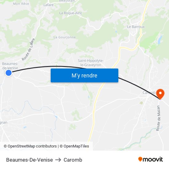 Beaumes-De-Venise to Caromb map