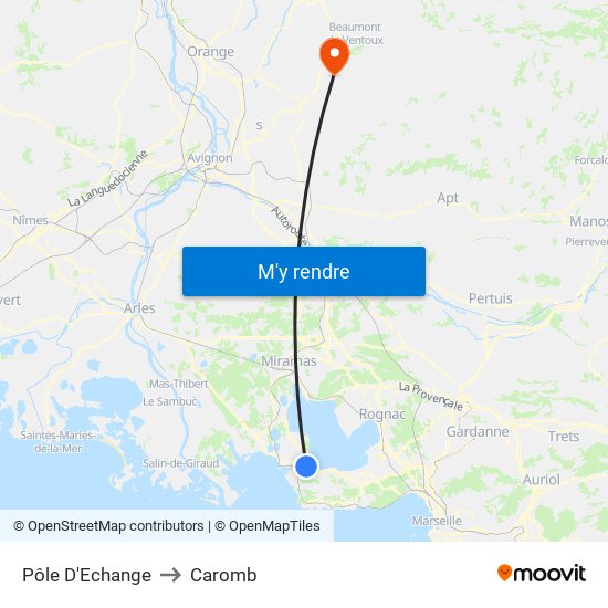 Pôle D'Echange to Caromb map
