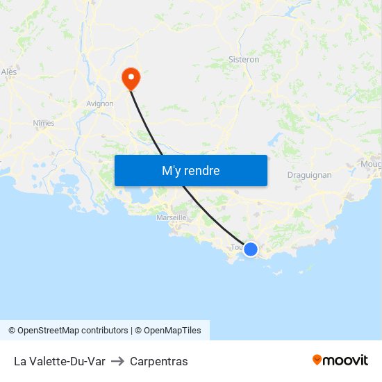 La Valette-Du-Var to Carpentras map
