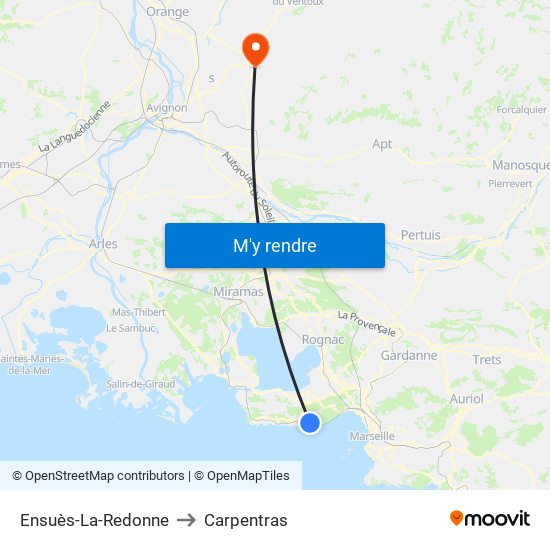Ensuès-La-Redonne to Carpentras map