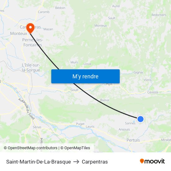 Saint-Martin-De-La-Brasque to Carpentras map