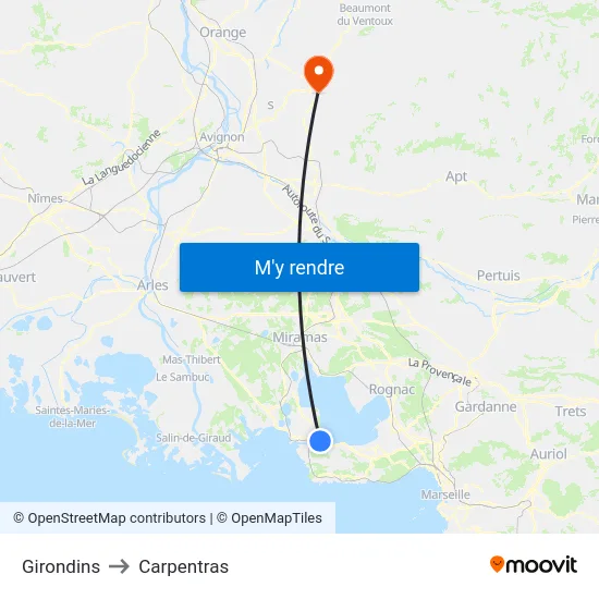 Girondins to Carpentras map