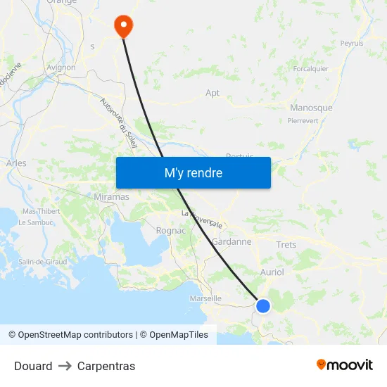 Douard to Carpentras map