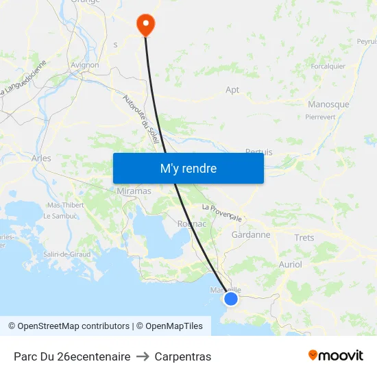 Parc Du 26ecentenaire to Carpentras map