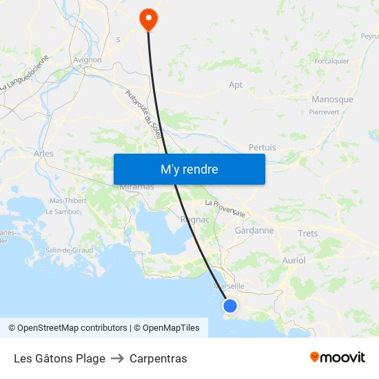 Bowl Du Prado to Carpentras map