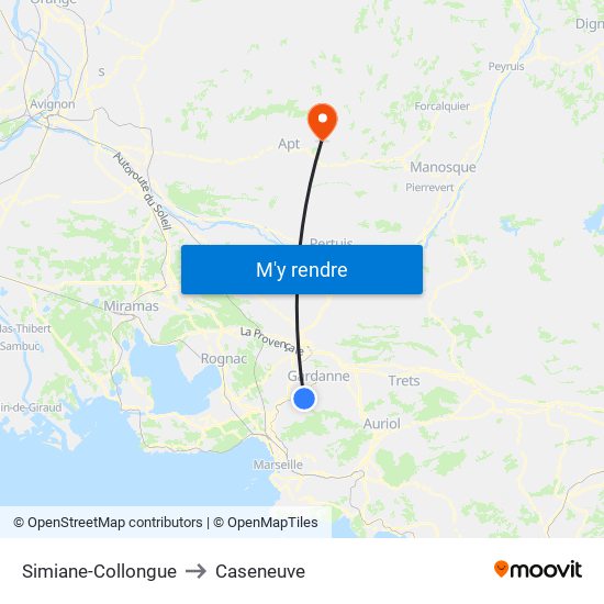 Simiane-Collongue to Caseneuve map
