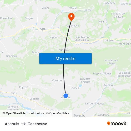 Ansouis to Caseneuve map