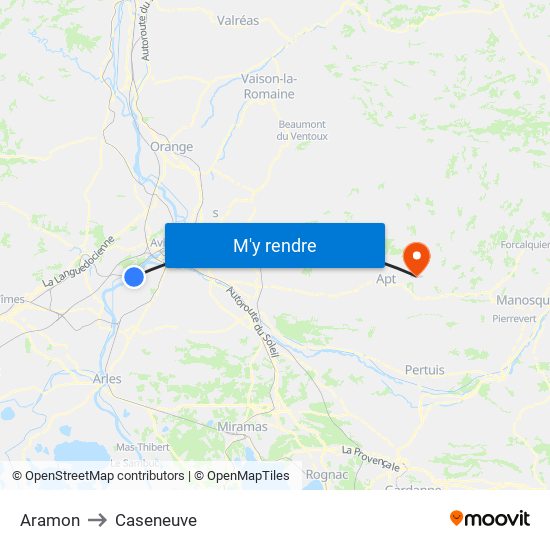 Aramon to Caseneuve map