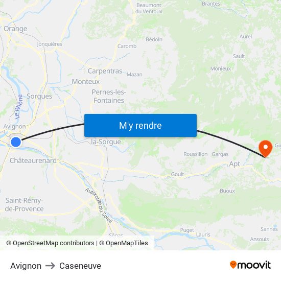 Avignon to Caseneuve map