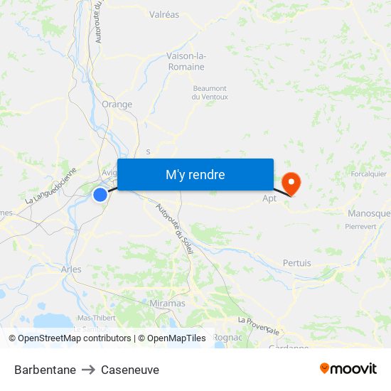 Barbentane to Caseneuve map