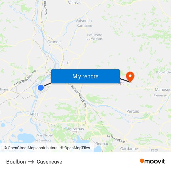 Boulbon to Caseneuve map