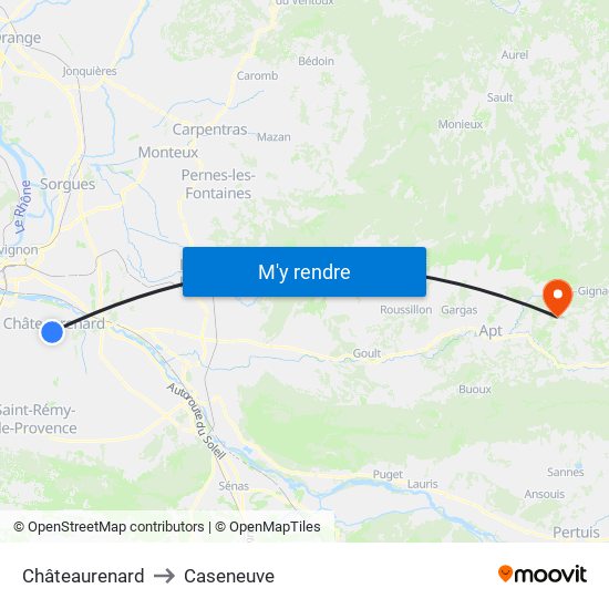 Châteaurenard to Caseneuve map