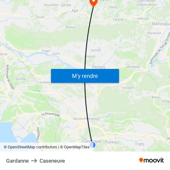 Gardanne to Caseneuve map