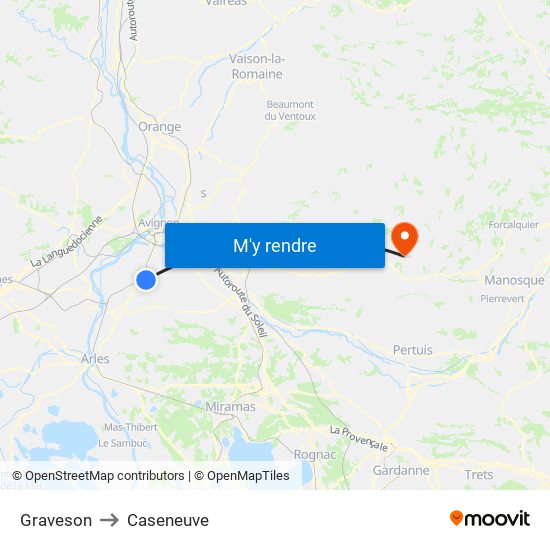 Graveson to Caseneuve map