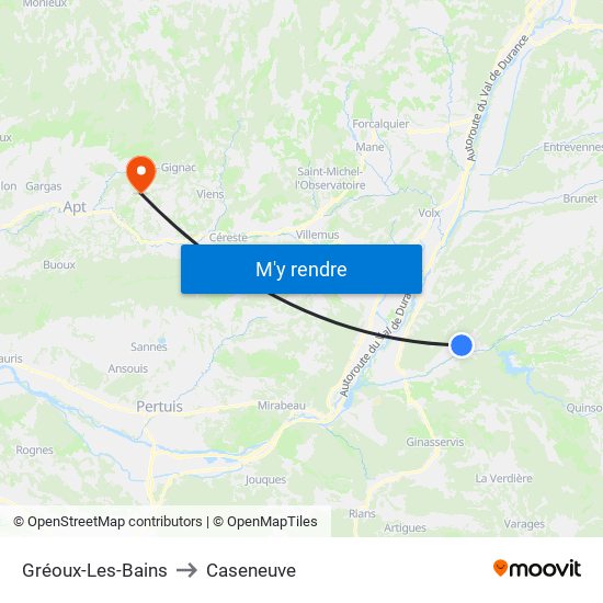 Gréoux-Les-Bains to Caseneuve map