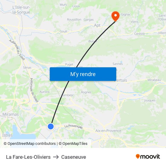 La Fare-Les-Oliviers to Caseneuve map