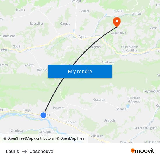 Lauris to Caseneuve map