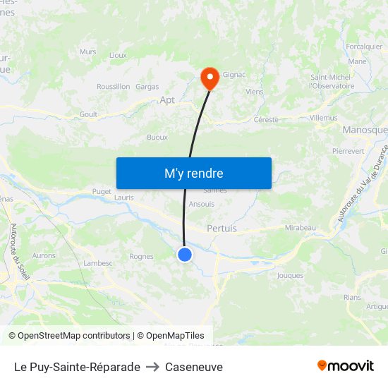 Le Puy-Sainte-Réparade to Caseneuve map