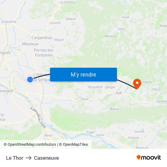 Le Thor to Caseneuve map