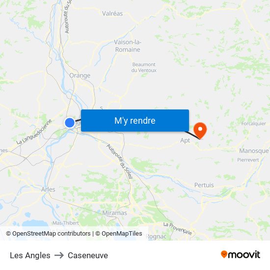 Les Angles to Caseneuve map