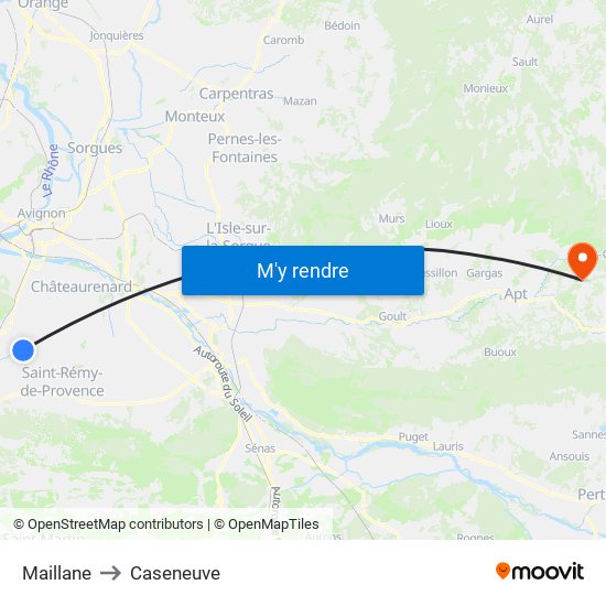 Maillane to Caseneuve map