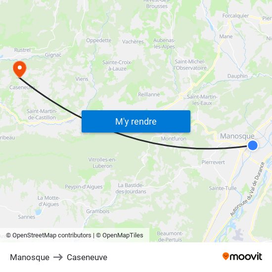 Manosque to Caseneuve map