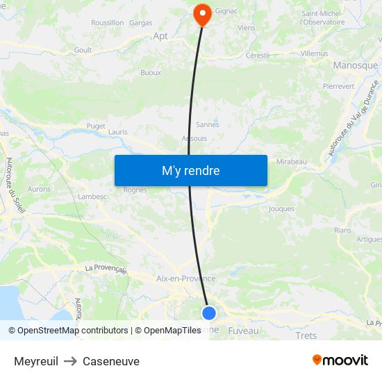 Meyreuil to Caseneuve map