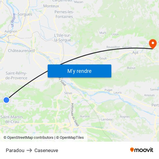 Paradou to Caseneuve map