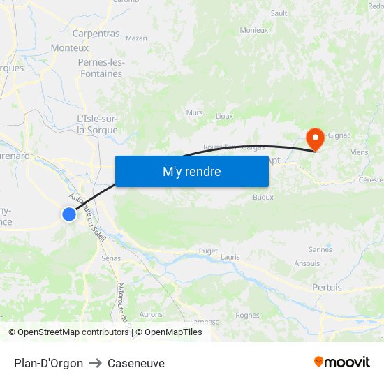 Plan-D'Orgon to Caseneuve map