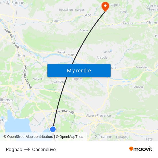 Rognac to Caseneuve map