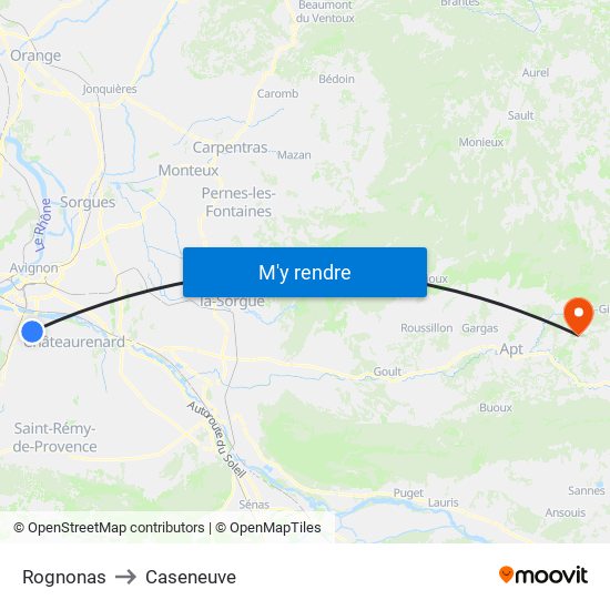 Rognonas to Caseneuve map
