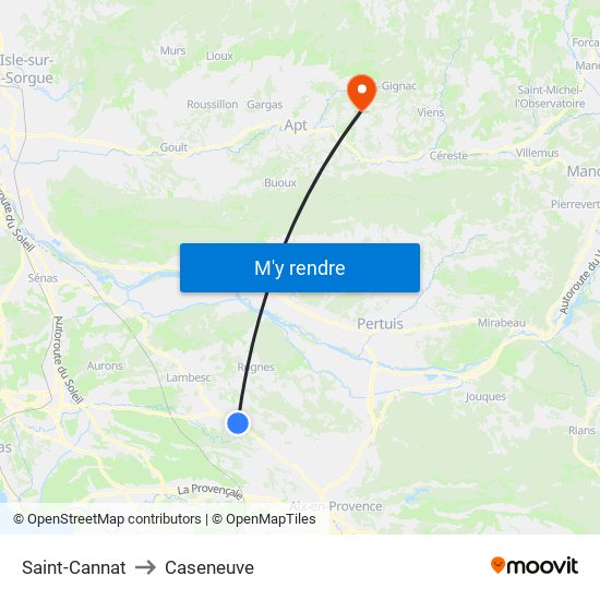 Saint-Cannat to Caseneuve map