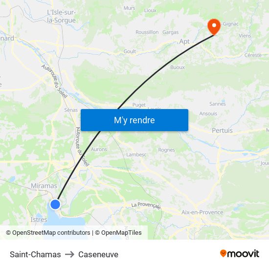 Saint-Chamas to Caseneuve map
