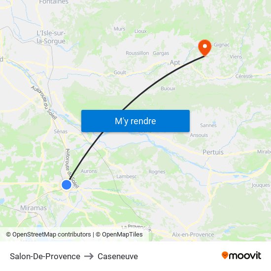 Salon-De-Provence to Caseneuve map