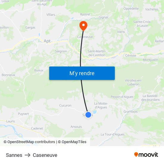 Sannes to Caseneuve map