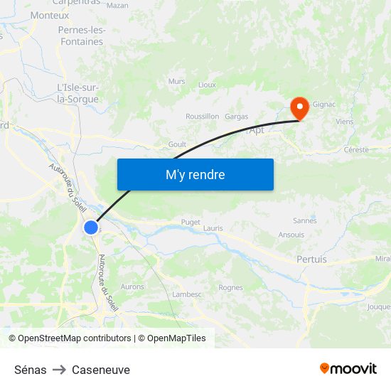 Sénas to Caseneuve map