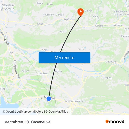 Ventabren to Caseneuve map
