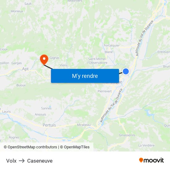 Volx to Caseneuve map
