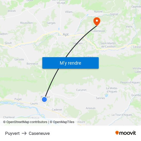 Puyvert to Caseneuve map