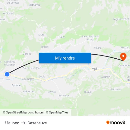 Maubec to Caseneuve map