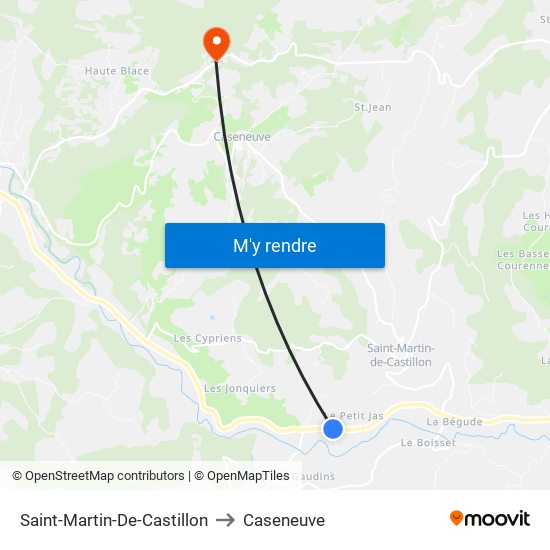 Saint-Martin-De-Castillon to Caseneuve map