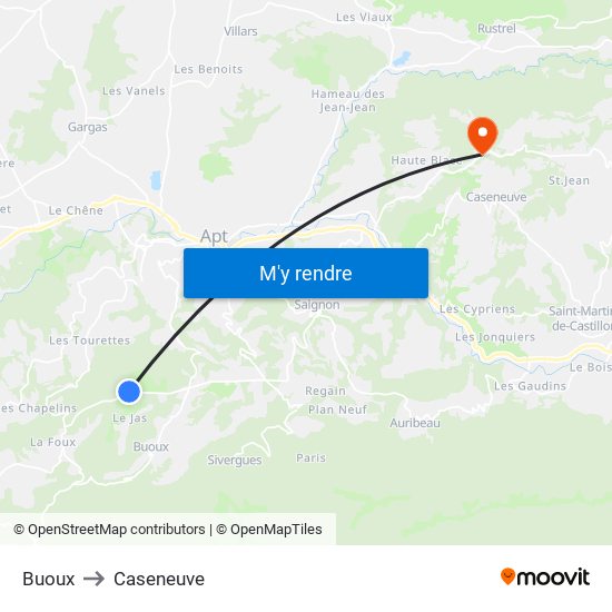 Buoux to Caseneuve map