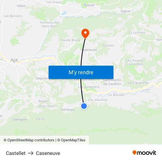 Castellet to Caseneuve map