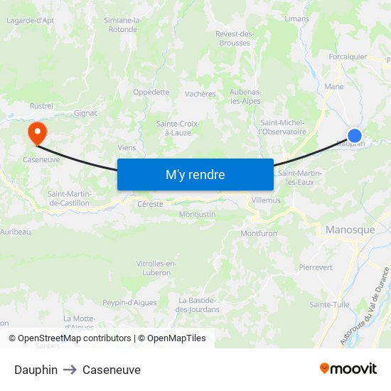 Dauphin to Caseneuve map