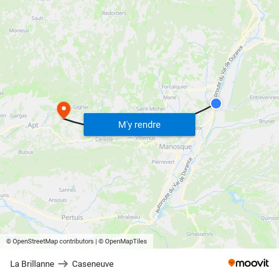 La Brillanne to Caseneuve map