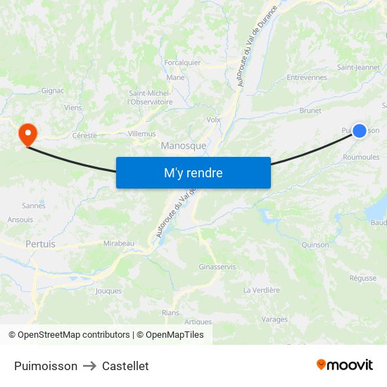 Puimoisson to Castellet map