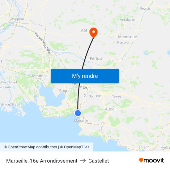 Marseille, 16e Arrondissement to Castellet map