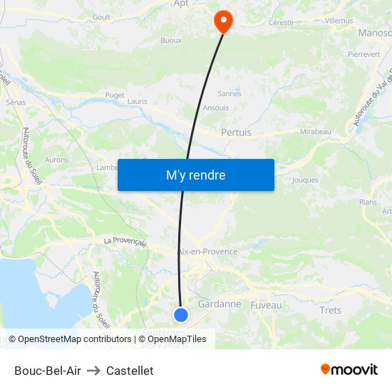 Bouc-Bel-Air to Castellet map