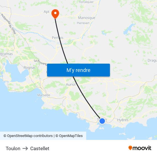 Toulon to Castellet map