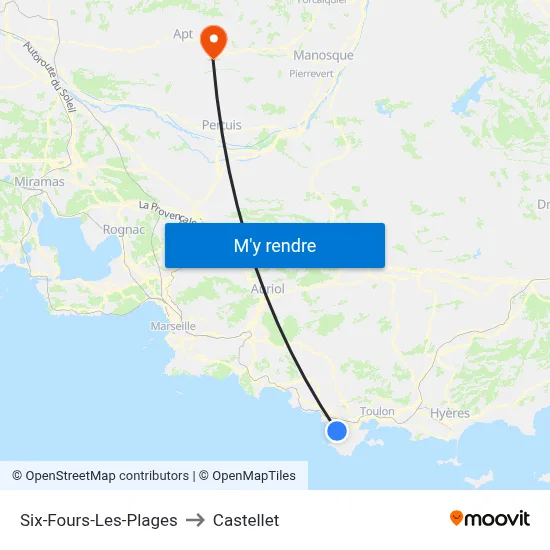 Six-Fours-Les-Plages to Castellet map